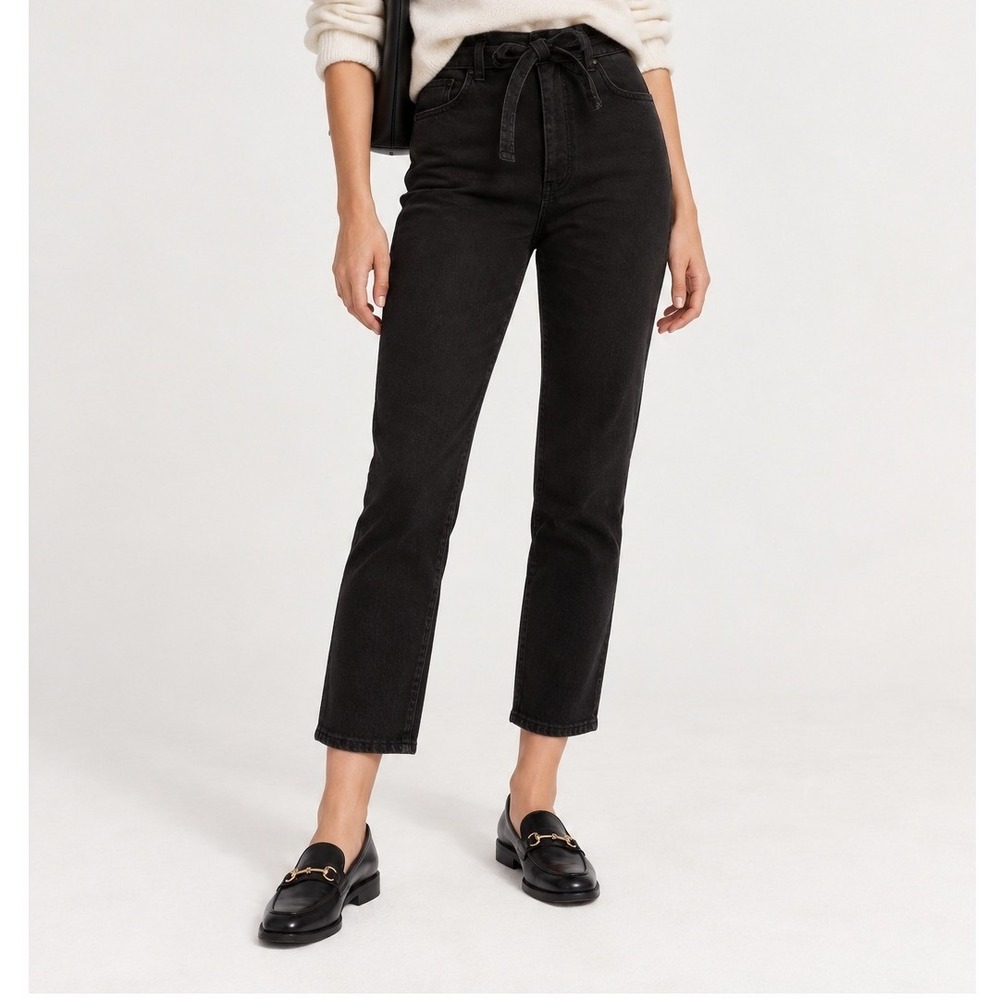 Reformation Vicki Jeans Women's 31 Washed Black Cropped Straight Leg Minimal